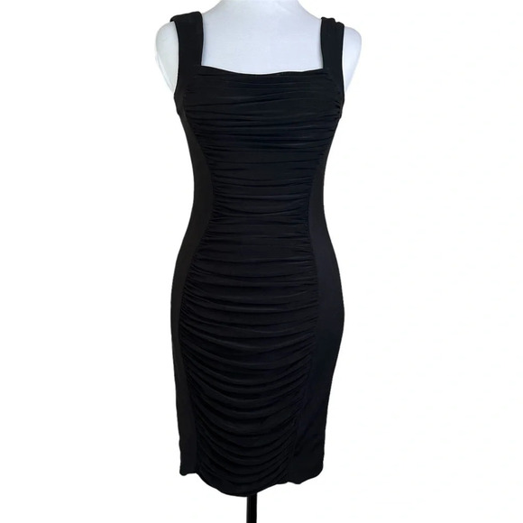 Cache  Black Ruched Sleeveless Bodycon Dress Women’s Size 0 Cocktail Party - Picture 1 of 9
